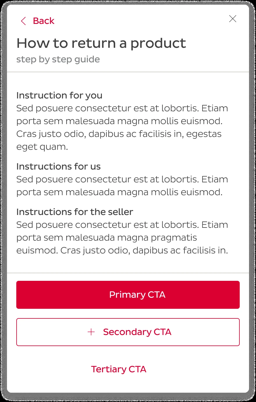 The same Modal component rendered at mobile width