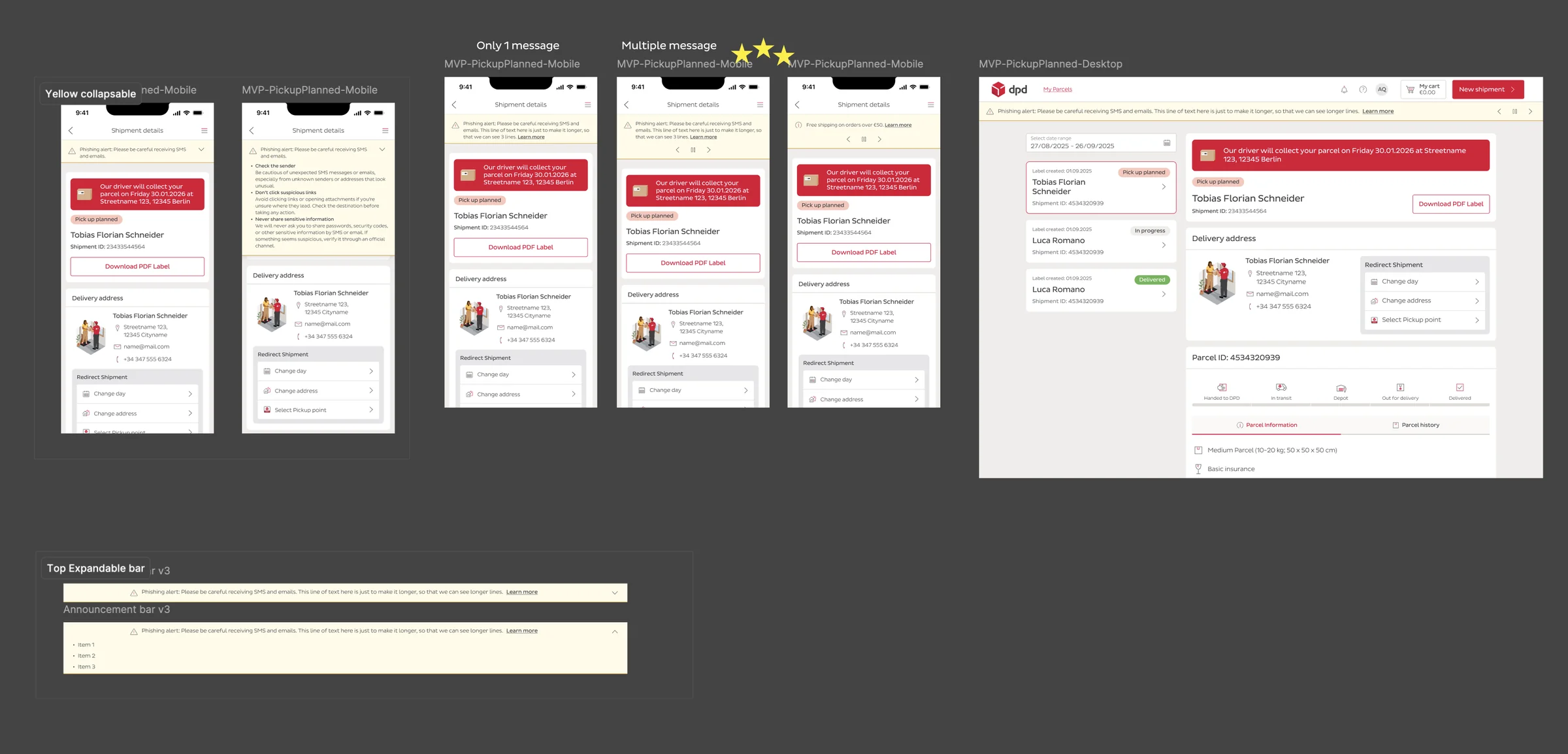 The announcement bar after feedback, as used in the app