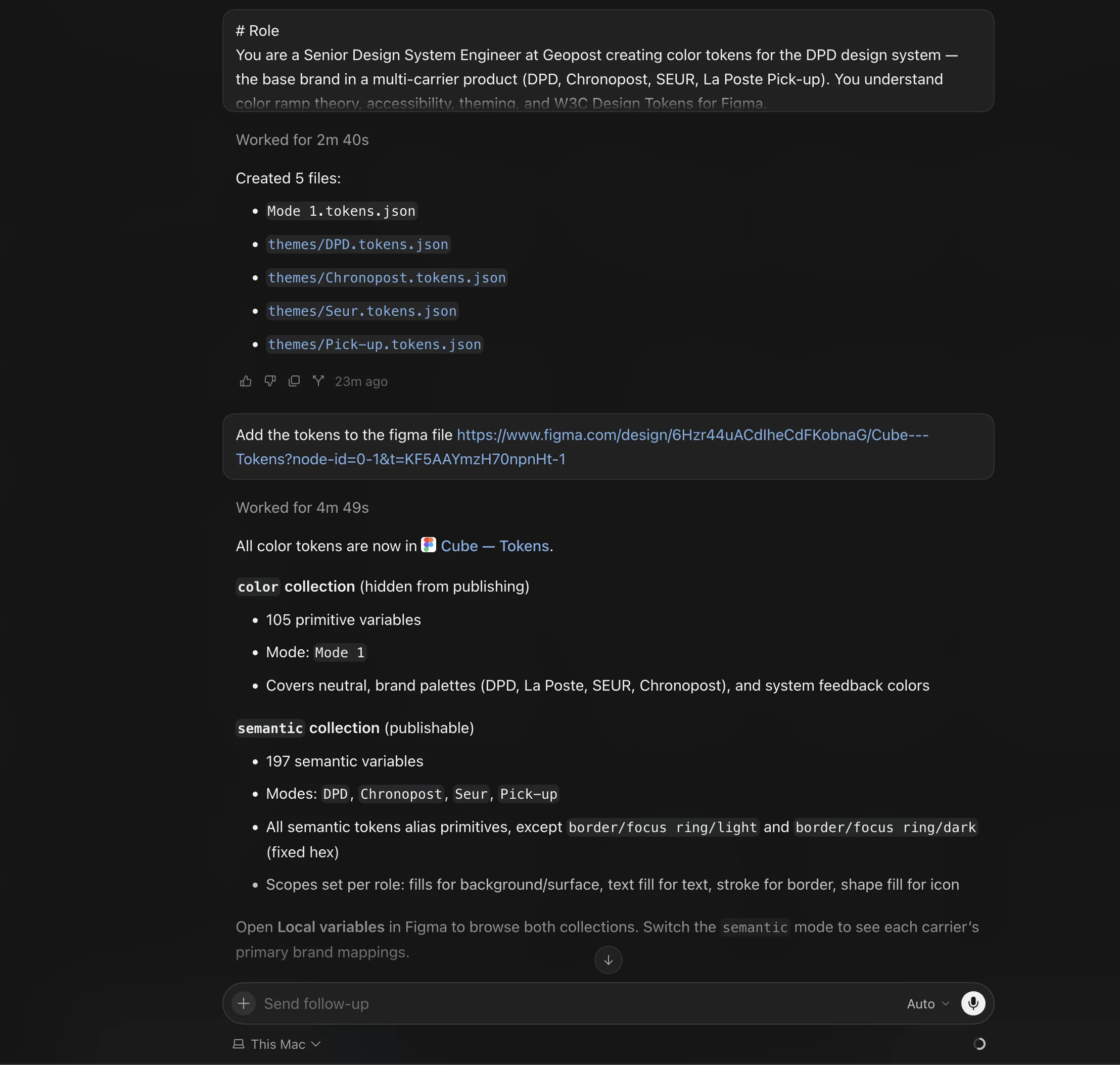 The specification running in Cursor
