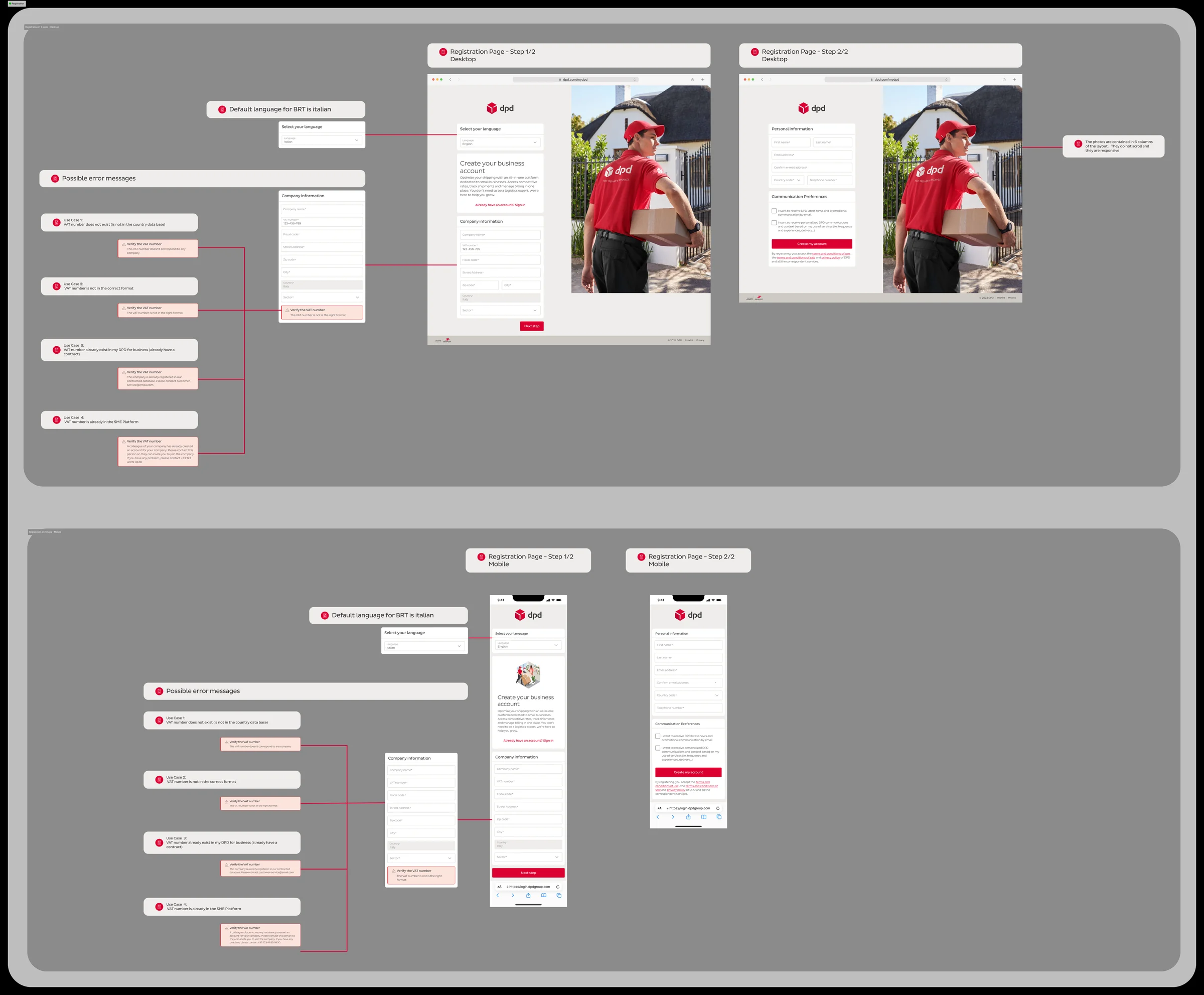 The registration screen as shipped