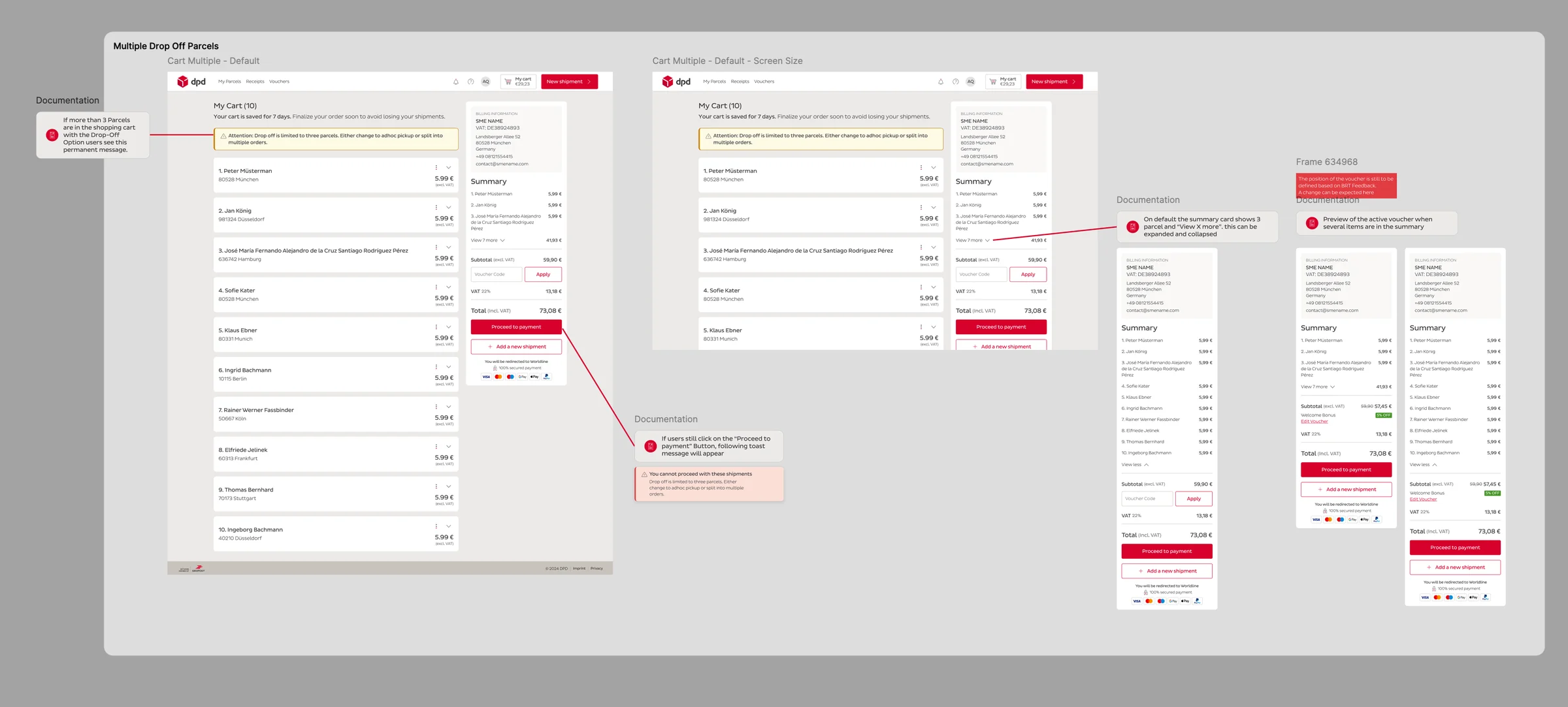 The shipping screen